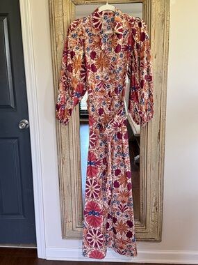 NWOT Olivaceous Floral Maxi Dress in Coral, Rust and Blue